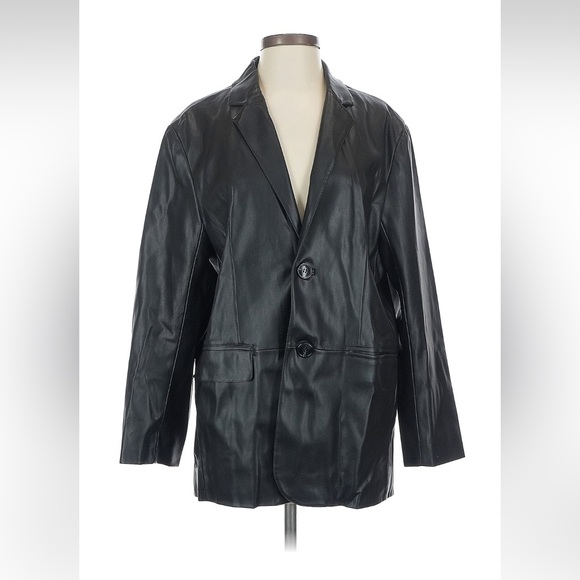 The Frankie Shop Olympia Blazer Faux Leather Black Jacket Small - Picture 1 of 8